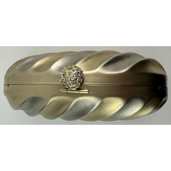 Vtg Harmony Italy 2-Tone Clamshell Evening Clutch Purse w/ Chain Jeweled Clasp - Picture 6 of 12